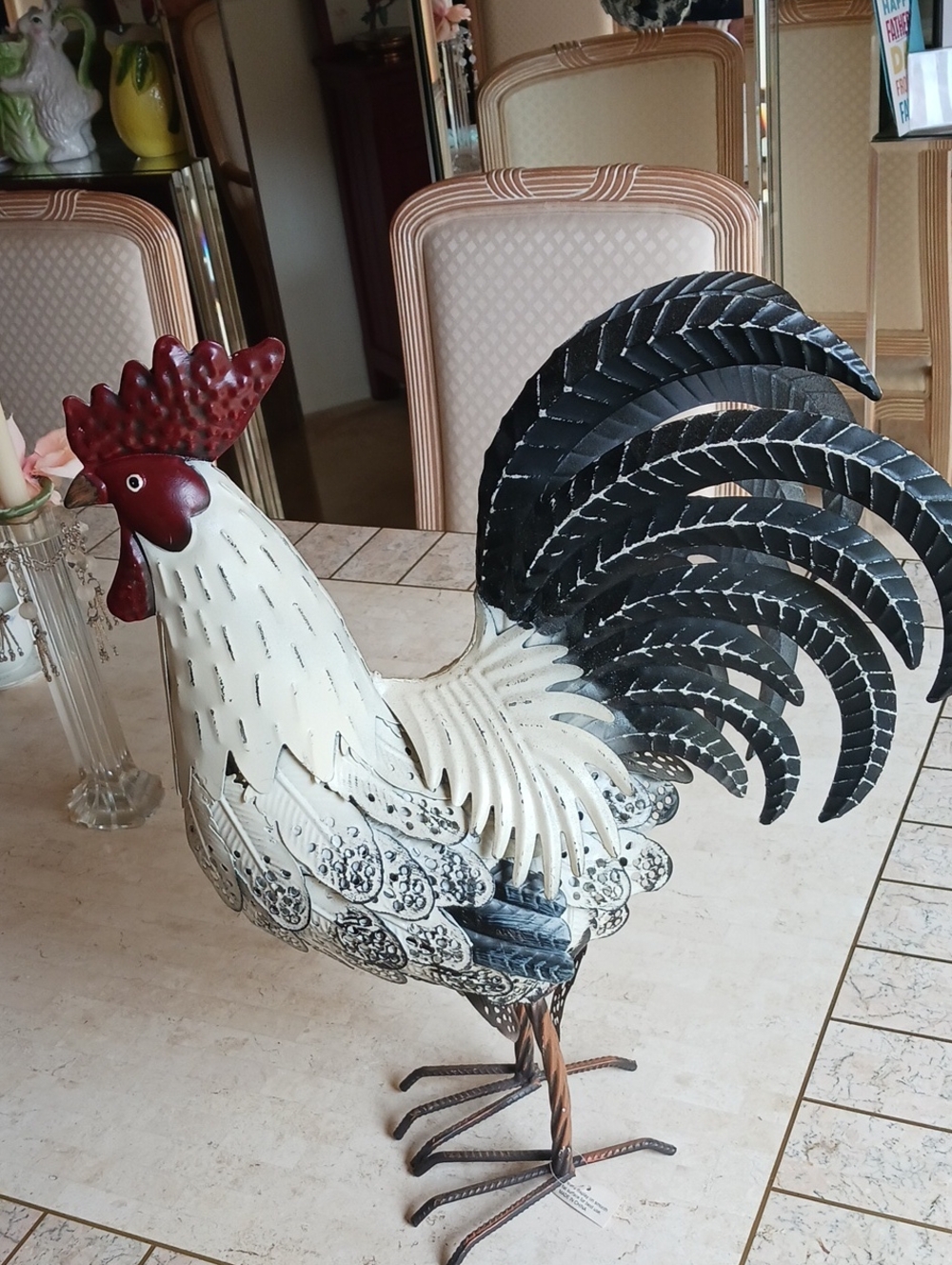 20" metal rooster figurine . Hand painted,, detailed By Valeri/QVC,LIMITED RUN